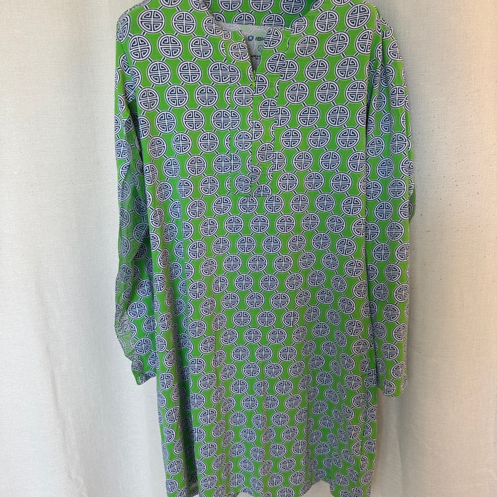 IBKUL Green and Blue Geometric Top